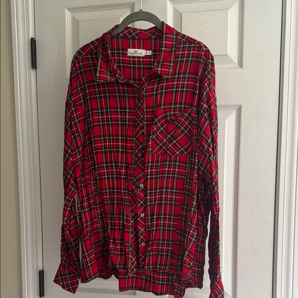 Vineyard Vines Red Plaid Blouse